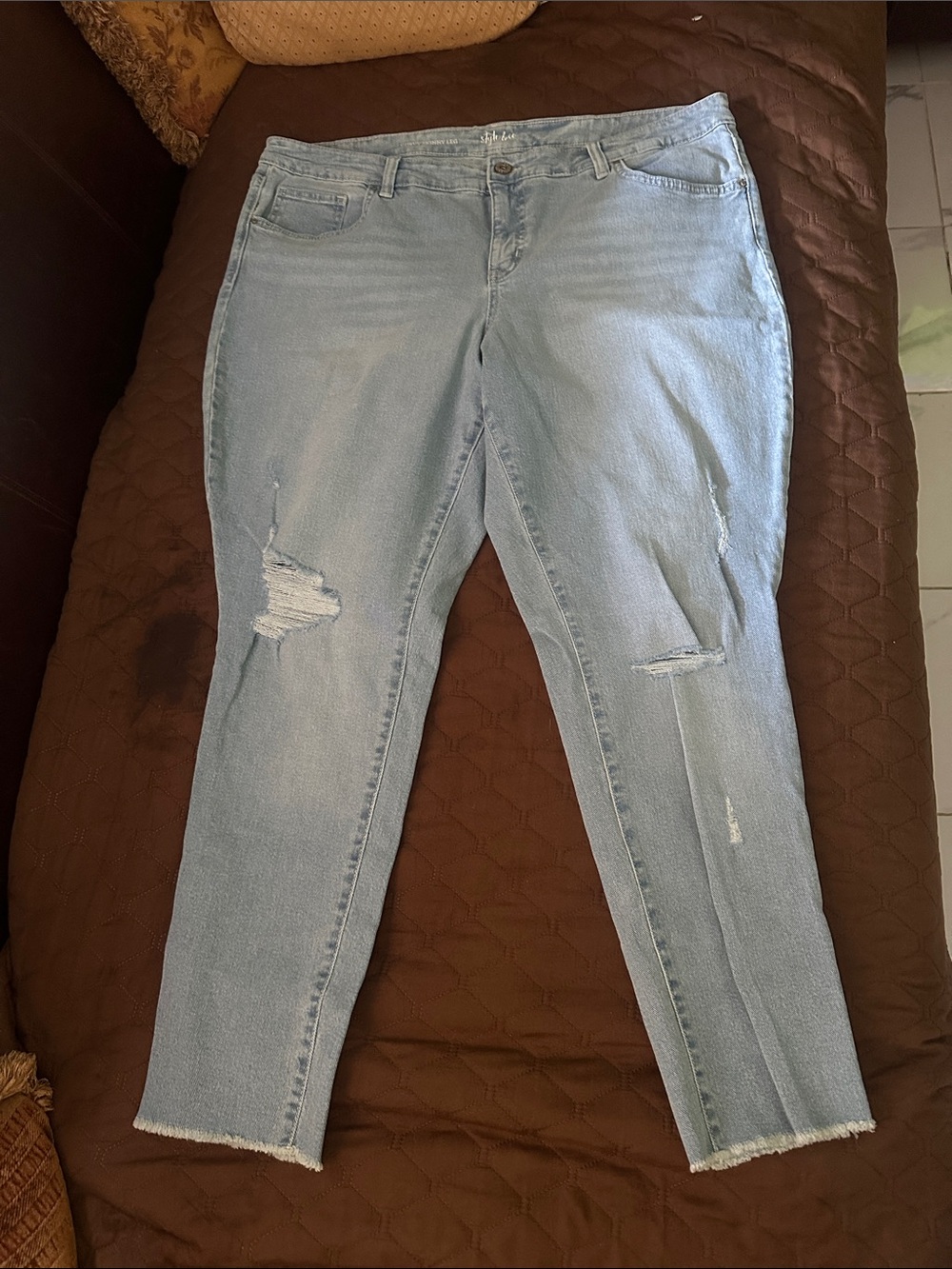 Style & Co. Light Blue Skinny Distressed Jeans